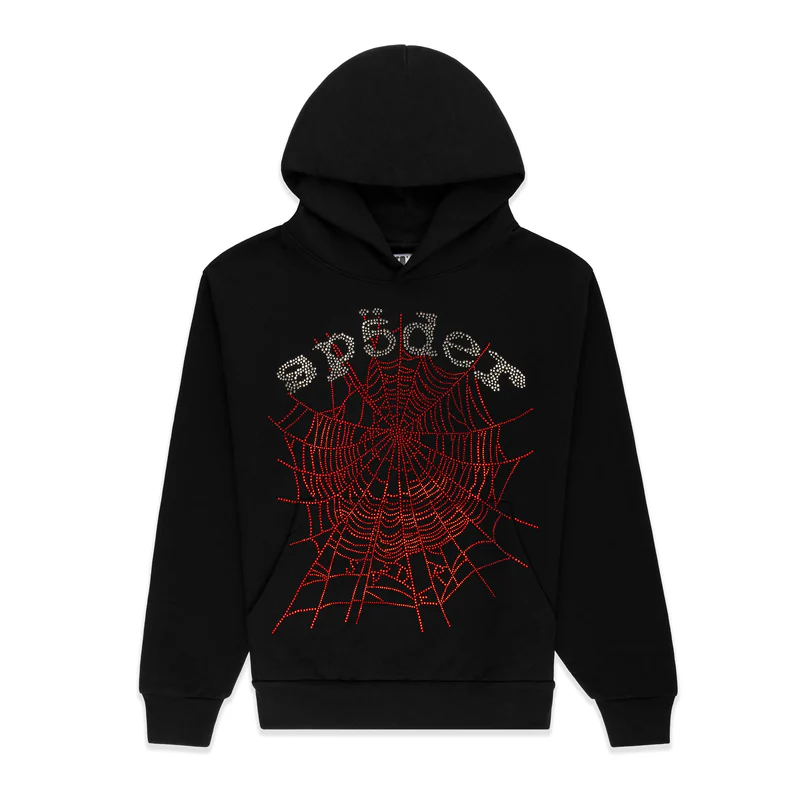 Sp5der OG Rhinestone Hoodie Black