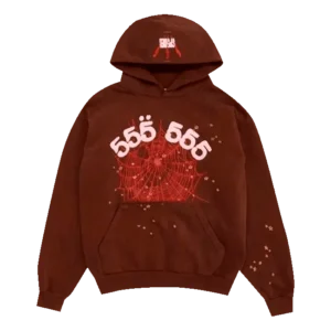 Sp5der Angel Number Hoodie Brown