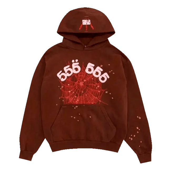 Sp5der Angel Number Hoodie Brown