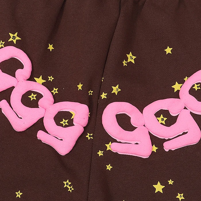 Sp5der Sweatsuit Angel Number Brown pants close